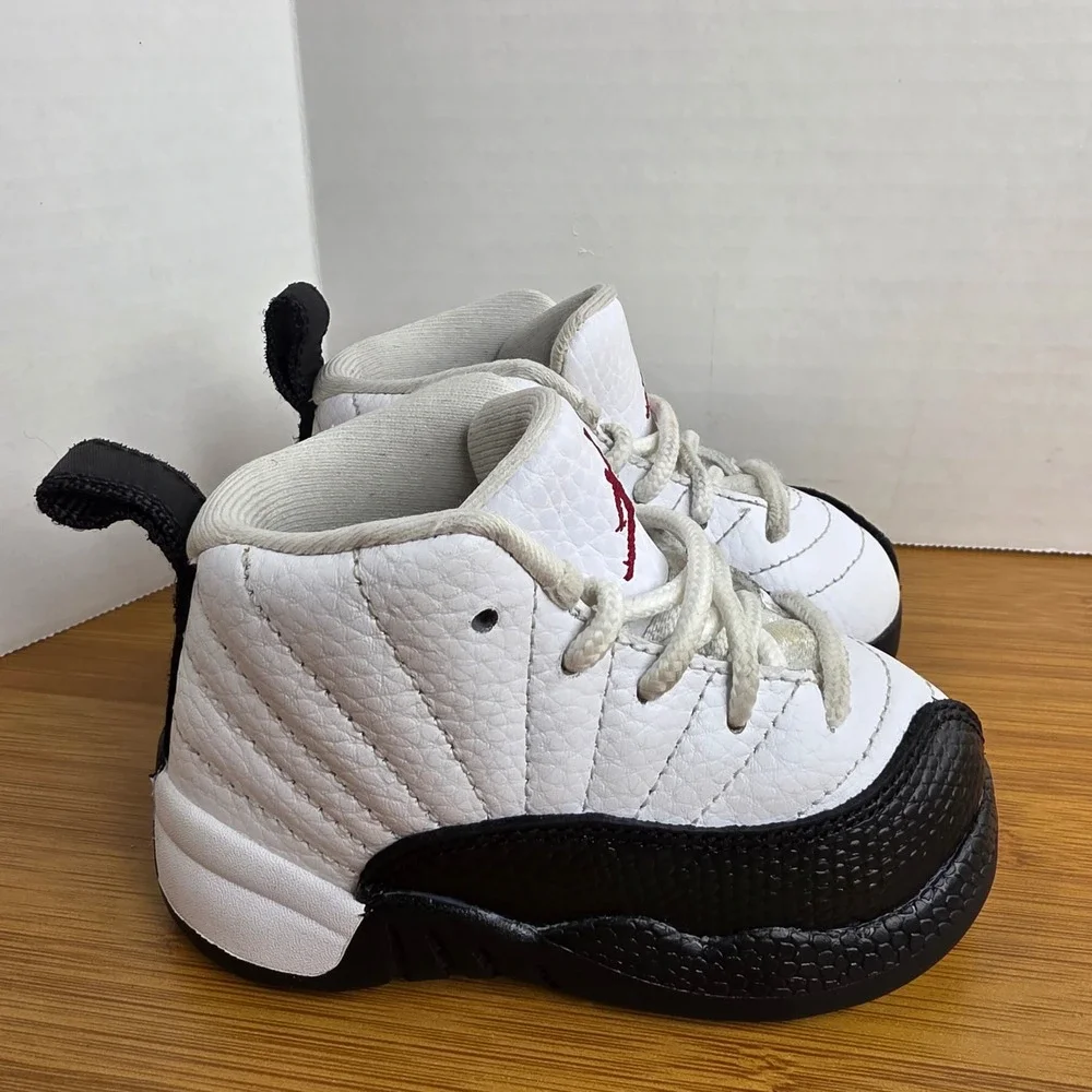 Jordan 12 Retro Taxi Toddler Shoes White Black Red 850000-162 Size 5C